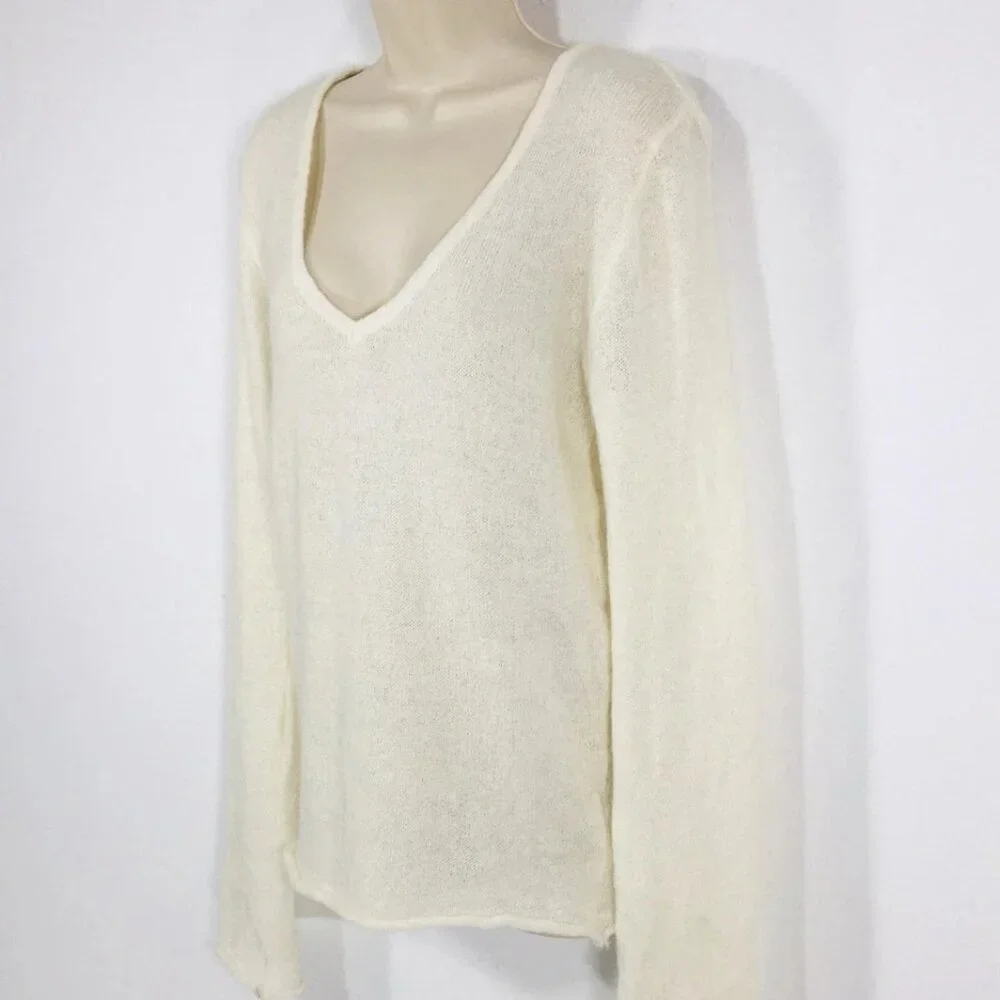 Brandy Melville Andi Sweater Sz M Mohair Blend Relaxed Rolled Hem Soft Cozy